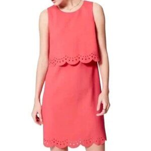 Ann Taylor Loft Coral Pink Laser Cutout Scalloped Sleeveless Chic